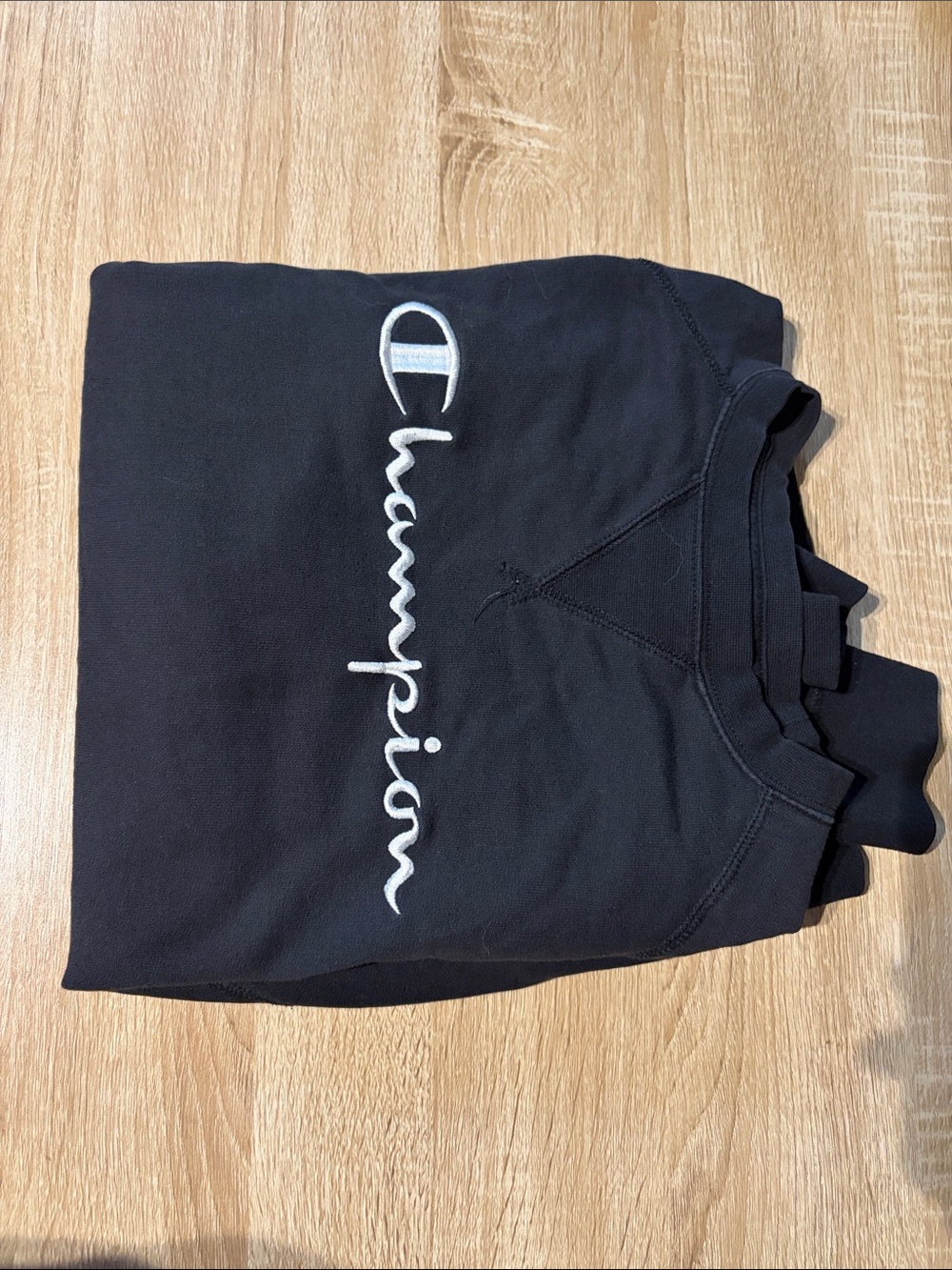 Champion Women’s Black Sweatshirt with White Script Logo